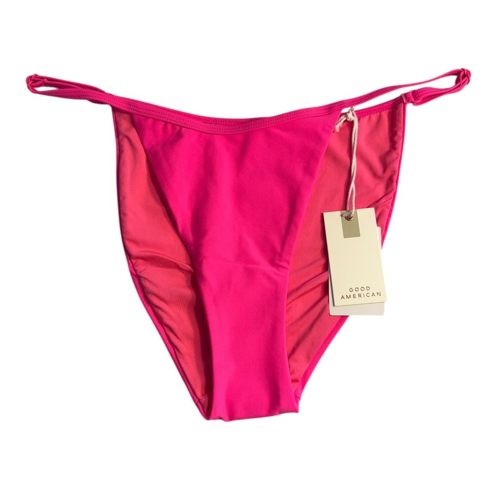 Good American Perfect Fit Bikini Bottom Knockout Pink Neon High Leg Large Size 3